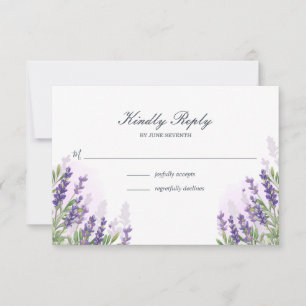Cartão RSVP Lavanda que wedding floral roxo rústico do cartã