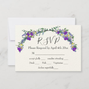 Cartão RSVP Lavanda violeta de aquarela púrpura Eucalyptus