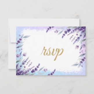 Cartão RSVP Lavandas E Aquarela Floral Azul Elegante