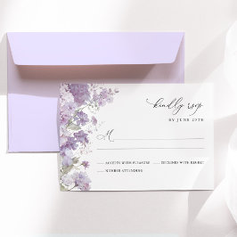 Cartão RSVP Lavender Floral Watercolor Elegant Wedding