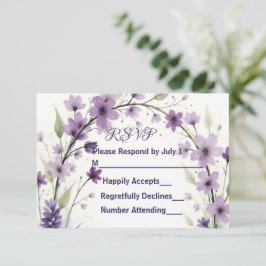 Cartão RSVP Lavender & Lilac Floral Arch