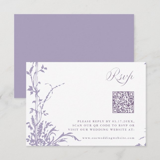 Cartão RSVP Lavender Romantic Botanical Arch Garden Wedding (Frente/Verso)