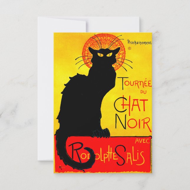Cartão RSVP Le Chat Noir Vintage (Frente)