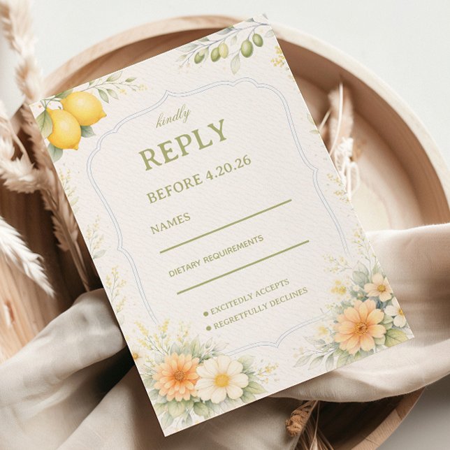 Cartão RSVP Lemon Floral Soft Response (Criador carregado)