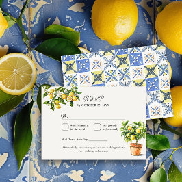 Cartão RSVP Lemon Grove Italiana Inspirou Casamento do Campo