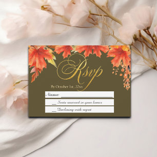 Cartão RSVP Letras Douradas de queda de mapeamento floral deix