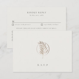 Cartão RSVP Letterpress twig ivory das refeições de casamento