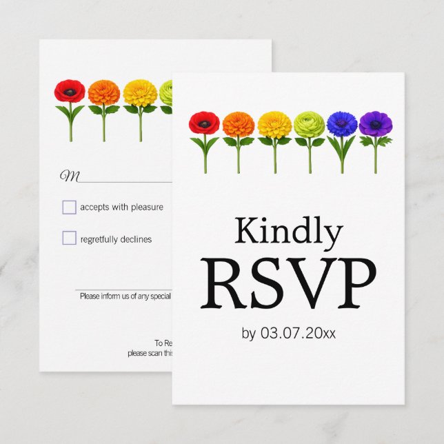 Cartão RSVP 🌈 🐦 LGBTQ Entrelaçado no Orgulho – Clássico (Frente/Verso)