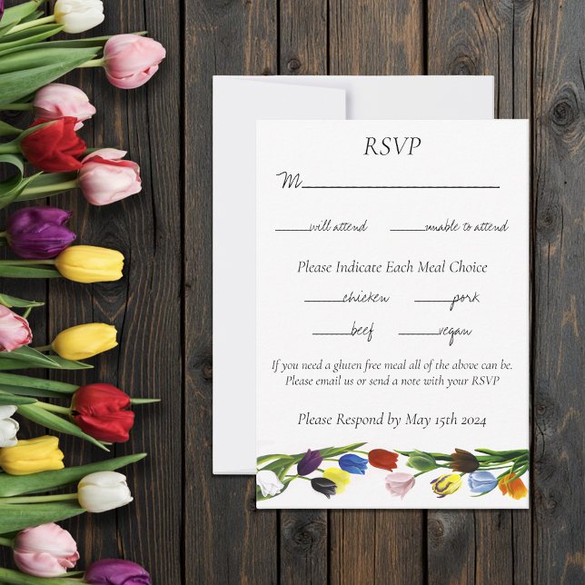 Cartão RSVP LGBTQ mais Flores de Tulip (Criador carregado)