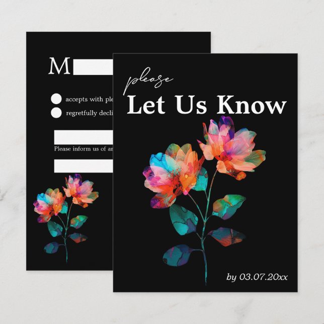 Cartão RSVP 🌈 LGBTQ With song request  Petals & Pride  (Frente/Verso)