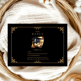 Cartão RSVP Licenciado na Faculdade de Direito Dourado negro m