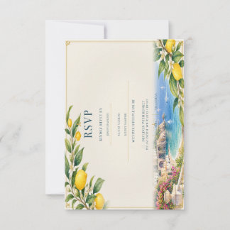 Cartão RSVP Limão de Amalfi | Azul e Amarelo Mediterrâneo