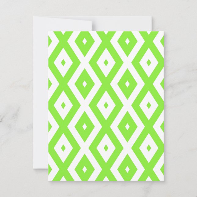 Cartão RSVP Lime green and white diamond pattern (Frente)