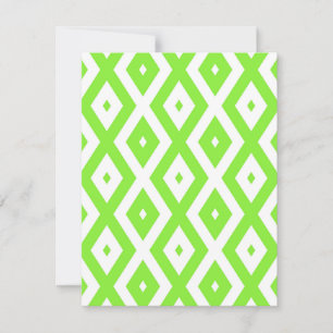 Cartão RSVP Lime green and white diamond pattern