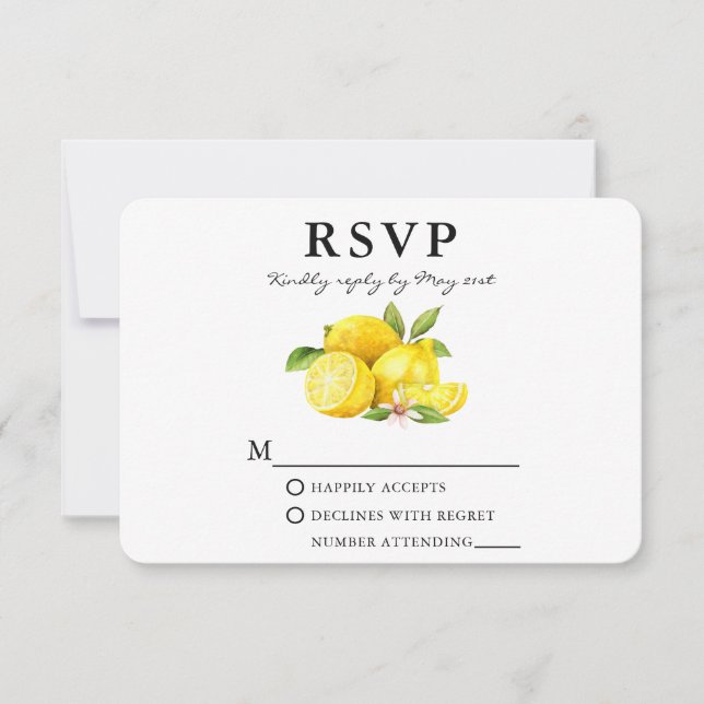 Cartão RSVP Limões de Aquarela (Frente)