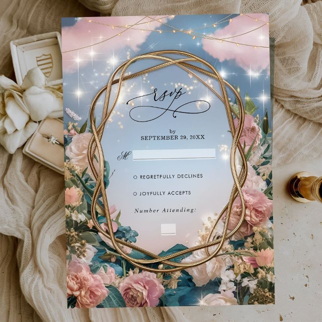 Cartão RSVP Linda Arte Nouveau Themed Weding (Criador carregado)