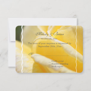 Cartão RSVP linda imagem de flor de rosa amarela casamento RSV