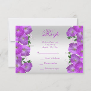 Cartão RSVP Lindas Petúnias Florais de Aniversário com Classe