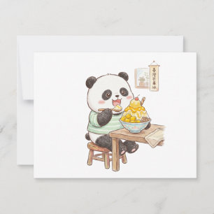 Cartão RSVP Lindo Panda Comendo Sorvete de Manga Taiwanesa