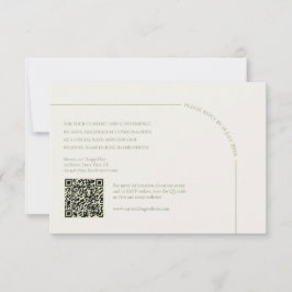 Cartão RSVP Linen & Sage Green with QR Code Boho Minimalist
