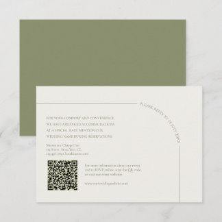 Cartão RSVP Linen & Sage Green with QR Code Boho Minimalist