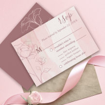 Linha de Arte Floral Rosa Empoeirada Água-forte Ca