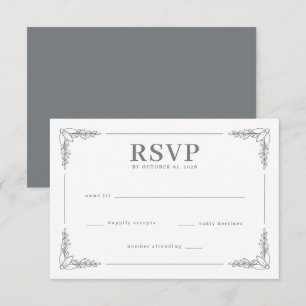 Cartão RSVP Linha Floral Preta Elegante