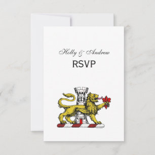 Cartão RSVP Lion Tower Fleur de Lis Crest Emblem C