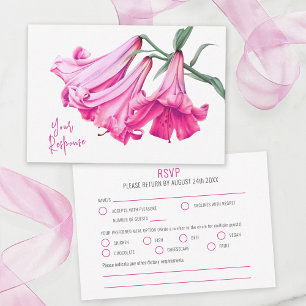 Cartão RSVP Lírio trombeta rosa arte botânica casamento