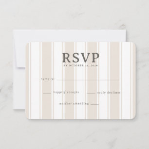 Cartão RSVP Listras Bege Elegantes
