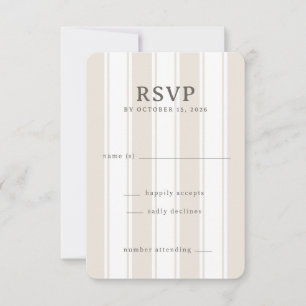 Cartão RSVP Listras Bege Elegantes
