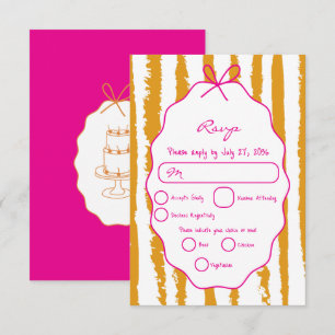 Cartão RSVP Listras Caprichosas Casamento Pintado à Mão