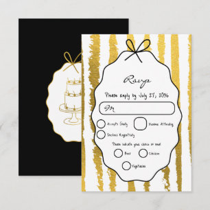 Cartão RSVP Listras Caprichosas Casamento Pintado à Mão