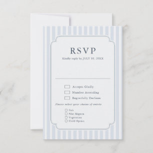 Cartão RSVP Listras Clássicas Modernas Azul Poeira Casamento V