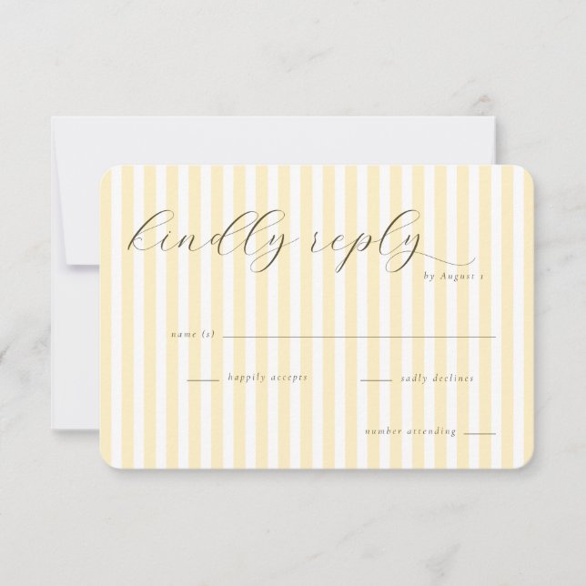 Cartão RSVP Listras de Creme Elegantes (Frente)