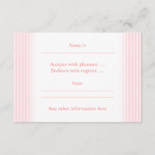 Cartão RSVP Listras do rosa Pastel