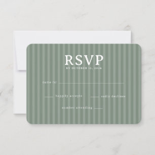 Cartão RSVP Listras Elegantes em Verde Sage