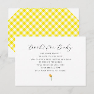 Cartão RSVP Livros de Gingham Amarelo para o Chá de fraldas