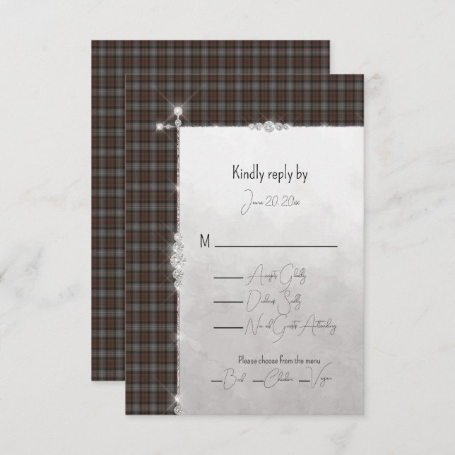 Cartão RSVP Lochaber Scottish Tartan Wedding (Frente/Verso)