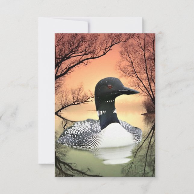 Cartão RSVP Lon On Lake Loon Reflexões Chamada Do Lon (Frente)