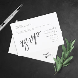Cartão RSVP Love Calliografia Wedding B&W ID940