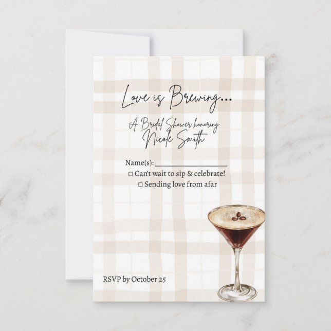 Cartão RSVP Love is Brewing Response Card (Frente)