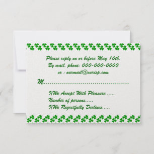 Cartão RSVP Lucky Clover Irish Weding