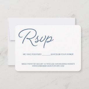 Cartão RSVP Lugar reservado para casamento do Dusty Blue e Whi