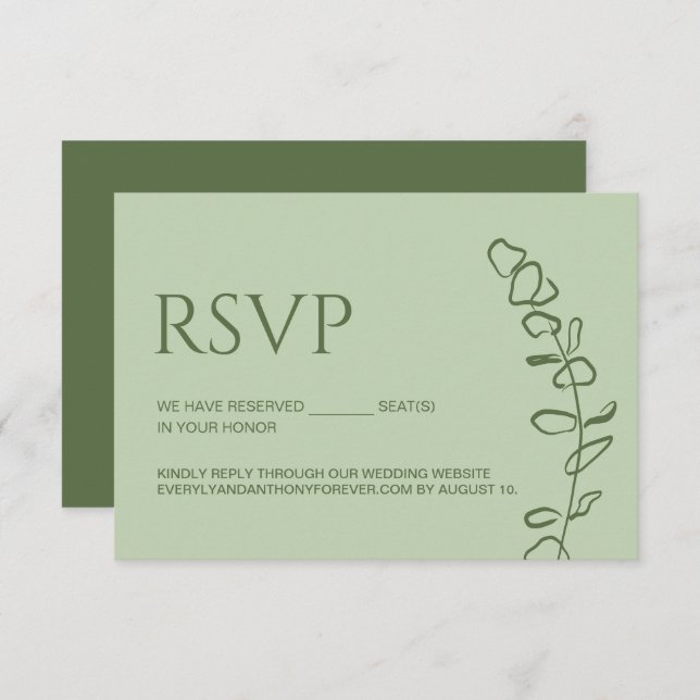 Cartão RSVP Lugares Reservados Elegantes para Casamento com Eu (Frente/Verso)