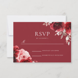 Cartão RSVP Luxe Radiance Ruby Rosa vermelha Bloom Weding