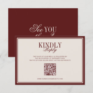 Cartão RSVP Luxo Clássico Antigo Casamento Creme Borgonha