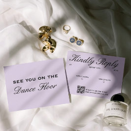 Cartão RSVP Luxo Editorial Casamento Chic Roxo Suave