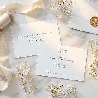 Cartão RSVP Luxo Minimalista | Preto e Branco Moderno e Elegan