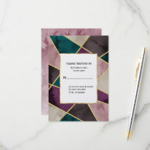 Luxuoso Geométrico Dourado Verde Roxo Casamento